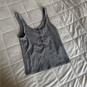 Abercrombie & Fitch Gray Fitted Crop Tank Top